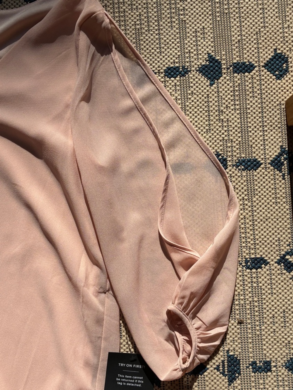 Lulu's Cold Shoulder V-Neck "Shifting Dears" Mini Dress in Pale Peach / Blush - Picture 8 of 11